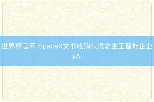 世界杯官网 SpaceX文书收购东说念主工智能企业xAI