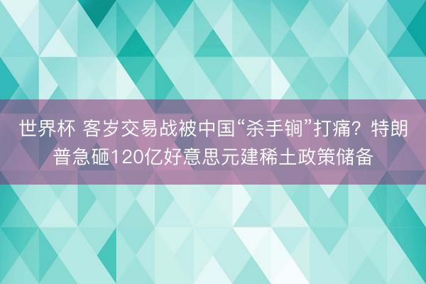 世界杯 客岁交易战被中国“杀手锏”打痛？特朗普急砸120亿好意思元建稀土政策储备