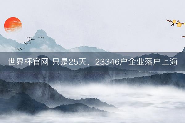 世界杯官网 只是25天，23346户企业落户上海