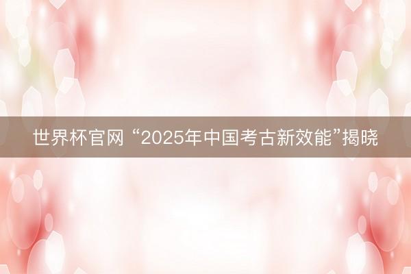 世界杯官网 “2025年中国考古新效能”揭晓
