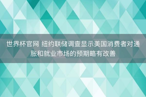 世界杯官网 纽约联储调查显示美国消费者对通胀和就业市场的预期略有改善