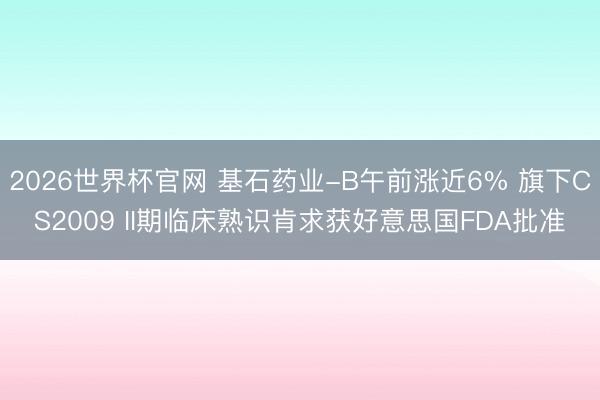 2026世界杯官网 基石药业-B午前涨近6% 旗下CS2009 II期临床熟识肯求获好意思国FDA批准