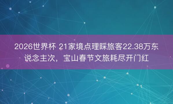 2026世界杯 21家境点理睬旅客22.38万东说念主次,宝山春节文旅耗尽开门红