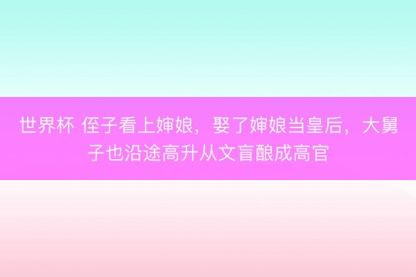 世界杯 侄子看上婶娘,娶了婶娘当皇后,大舅子也沿途高升从文盲酿成高官