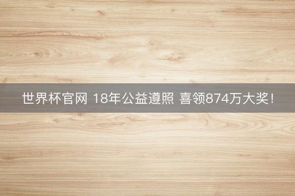 世界杯官网 18年公益遵照 喜领874万大奖！