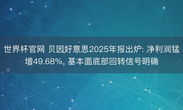 世界杯官网 贝因好意思2025年报出炉: 净利润猛增49.68%， 基本面底部回转信号明确