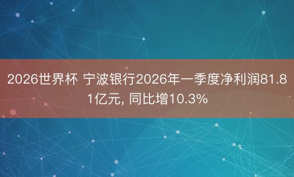 2026世界杯 宁波银行2026年一季度净利润81.81亿元， 同比增10.3%