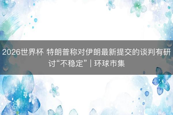 2026世界杯 特朗普称对伊朗最新提交的谈判有研讨“不稳定” | 环球市集