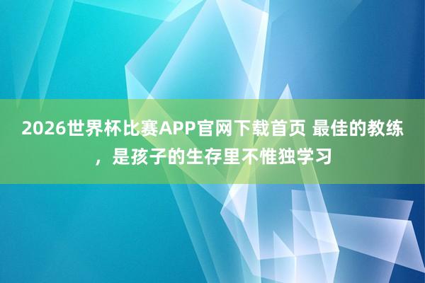 2026世界杯比赛APP官网下载首页 最佳的教练,是孩子的生存里不惟独学习