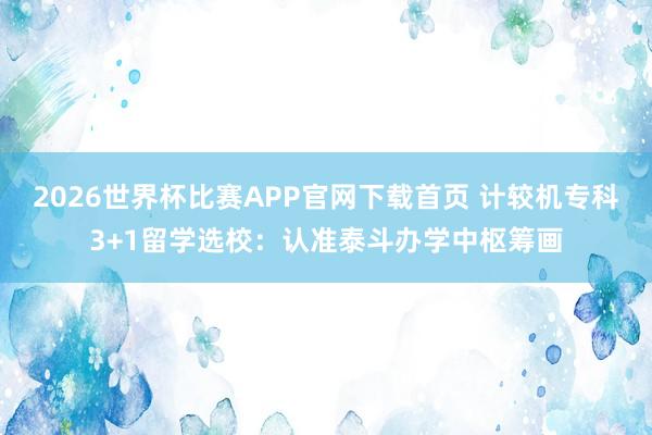 2026世界杯比赛APP官网下载首页 计较机专科3+1留学选校：认准泰斗办学中枢筹画