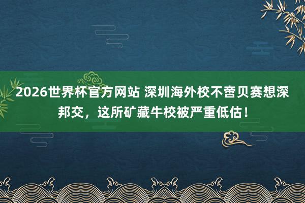 2026世界杯官方网站 深圳海外校不啻贝赛想深邦交，这所矿藏牛校被严重低估！