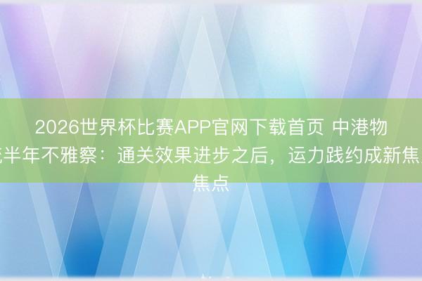 2026世界杯比赛APP官网下载首页 中港物流半年不雅察：通关效果进步之后，运力践约成新焦点
