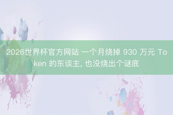 2026世界杯官方网站 一个月烧掉 930 万元 Token 的东谈主， 也没烧出个谜底