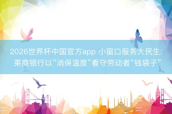 2026世界杯中国官方app 小窗口服务大民生: 莱商银行以“消保温度”看守劳动者“钱袋子”