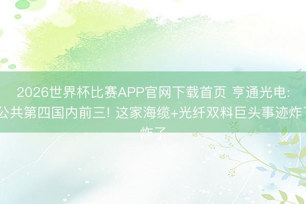 2026世界杯比赛APP官网下载首页 亨通光电: 公共第四国内前三! 这家海缆+光纤双料巨头事迹炸了