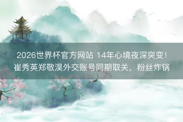 2026世界杯官方网站 14年心境夜深突变！崔秀英郑敬淏外交账号同期取关，粉丝炸锅