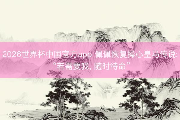 2026世界杯中国官方app 佩佩恢复操心皇马传说: “若需要我， 随时待命”