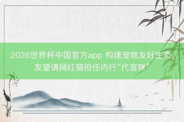 2026世界杯中国官方app 构建宠物友好生态，友望请网红猫担任内行“代言咪”