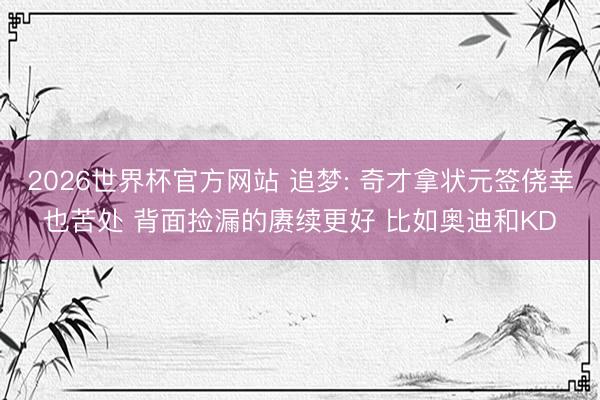 2026世界杯官方网站 追梦: 奇才拿状元签侥幸也苦处 背面捡漏的赓续更好 比如奥迪和KD