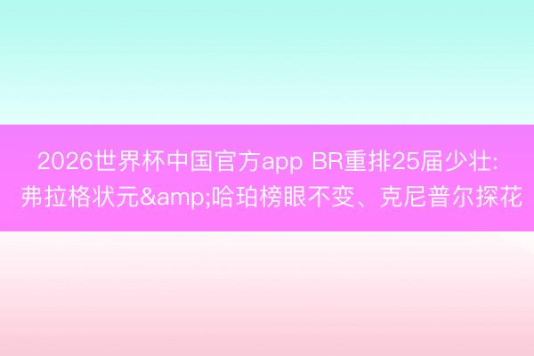 2026世界杯中国官方app BR重排25届少壮: 弗拉格状元&哈珀榜眼不变、克尼普尔探花